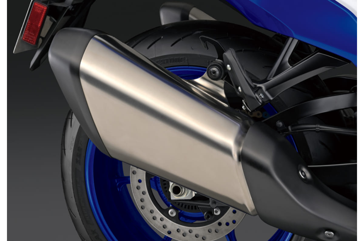 The muffler now gets a powder-coated tip and heat-shield 